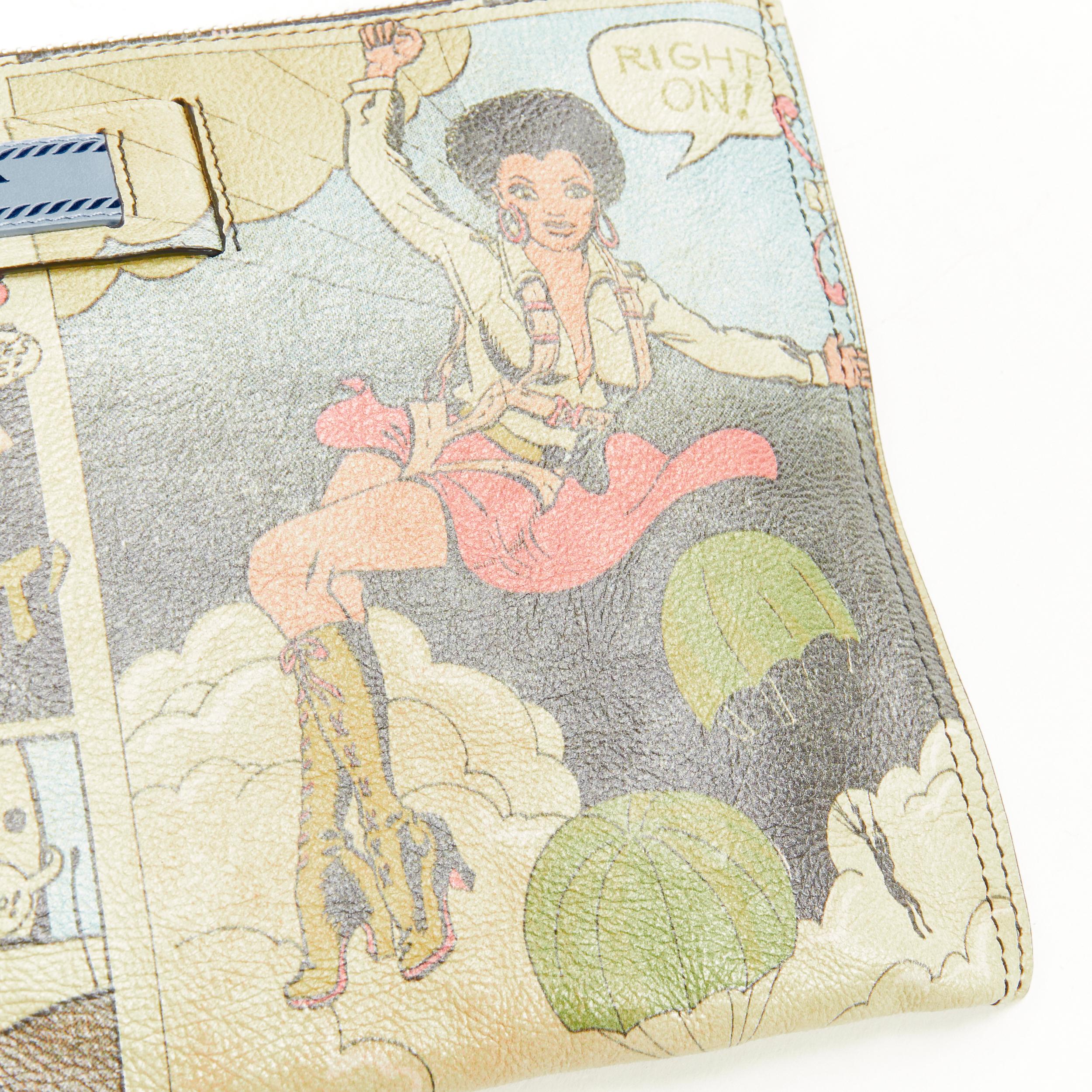 Women's PRADA Comic Book Print leather top zip pouch sports strap crossbody bag