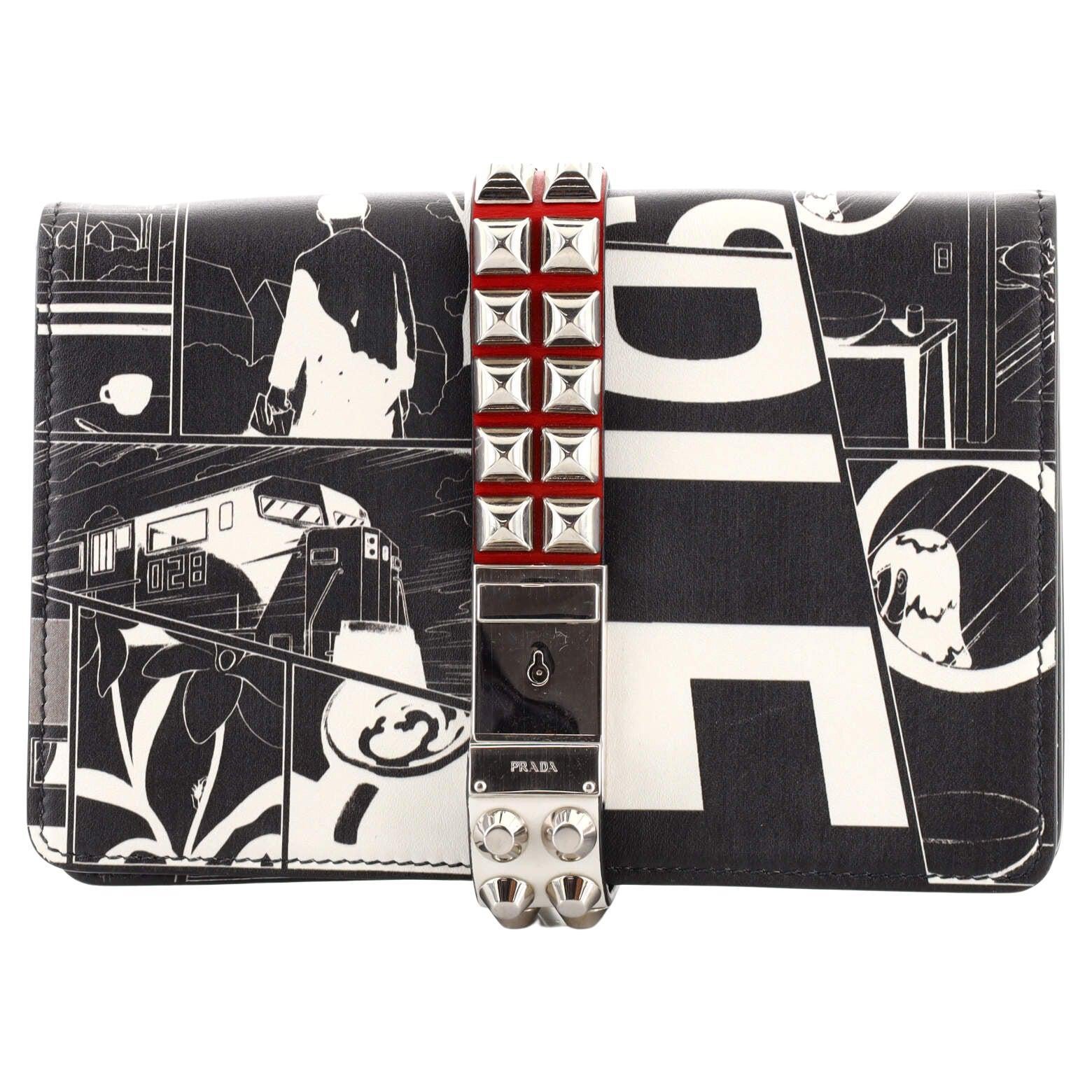 Prada Comic Elektra Wristlet Clutch Printed Leather at 1stDibs