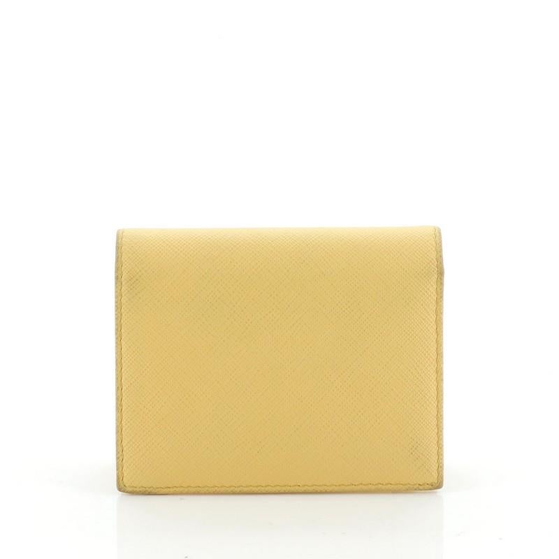 Orange Prada Compact Monochrome Wallet Saffiano Leather