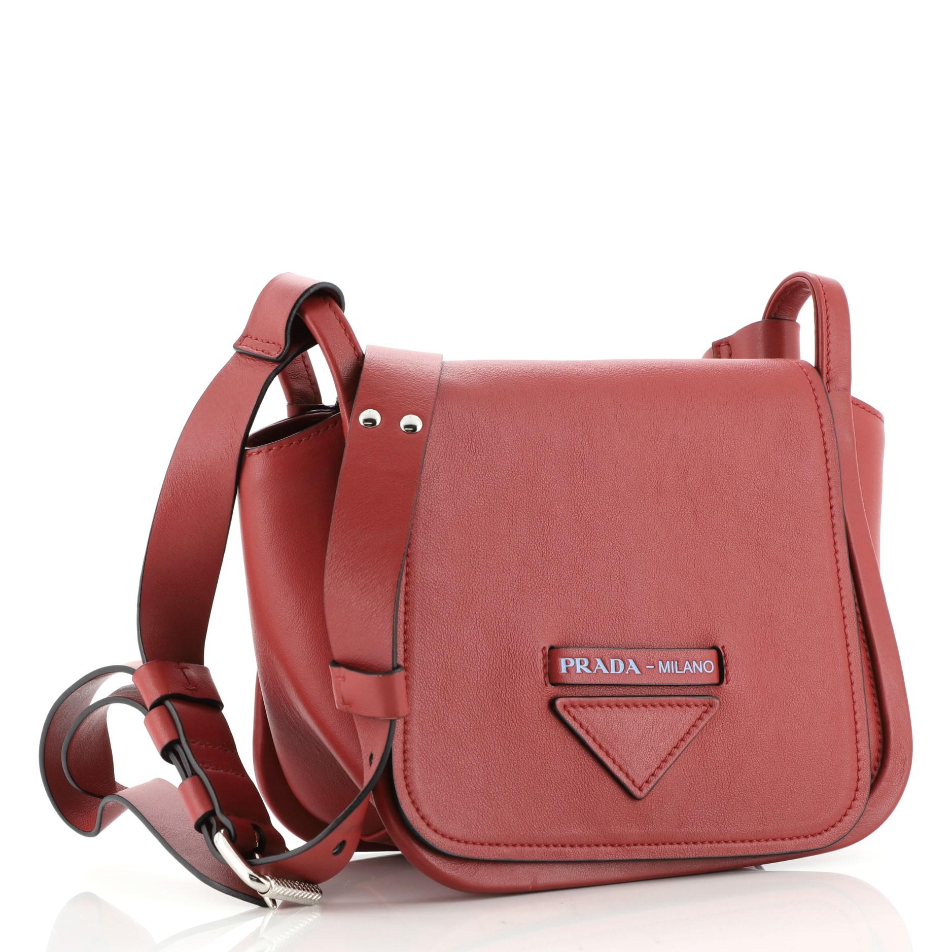Brown Prada Concept Flap Shoulder Bag Leather Medium