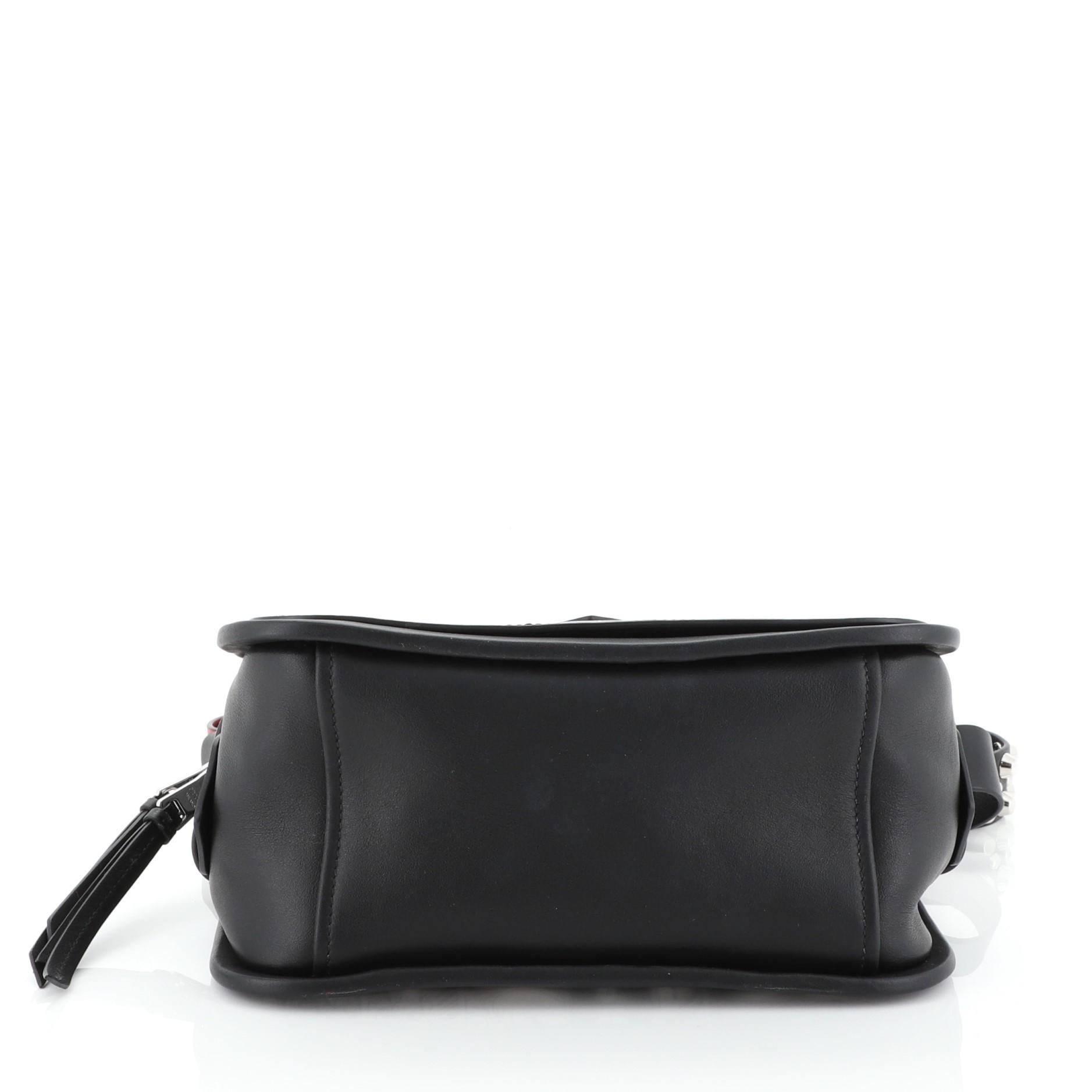 Women's Prada Concept Flap Shoulder Bag Studded Printed Leather Medium