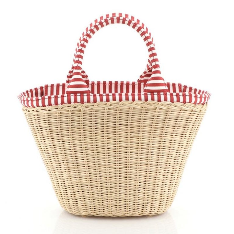 Prada Convertible Basket Bag Wicker With Canvas Small at 1stDibs