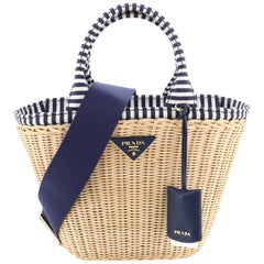 Prada Convertible Basket Bag Wicker with Canvas Small