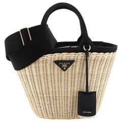 Prada Convertible Basket Bag Wicker With Canvas Small at 1stDibs | prada  wicker bag, prada rattan bag, prada basket bag