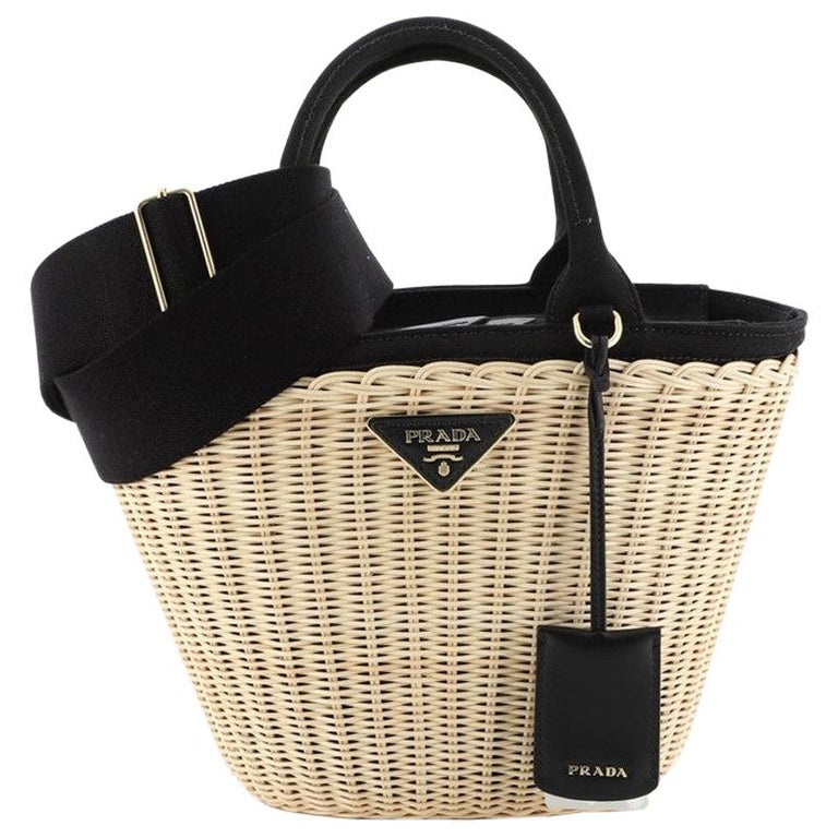 Prada Convertible Basket Bag Wicker With Canvas Small at 1stDibs | prada  basket bag, prada picnic bag