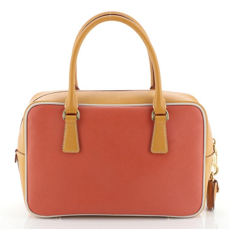 Orange Prada Convertible Bauletto Bag Multicolor Saffiano Leather Small 