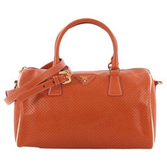 Prada Convertible Bauletto Bag Perforated Saffiano Leather