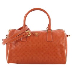 Prada Convertible Bauletto Bag Perforated Saffiano Leather 