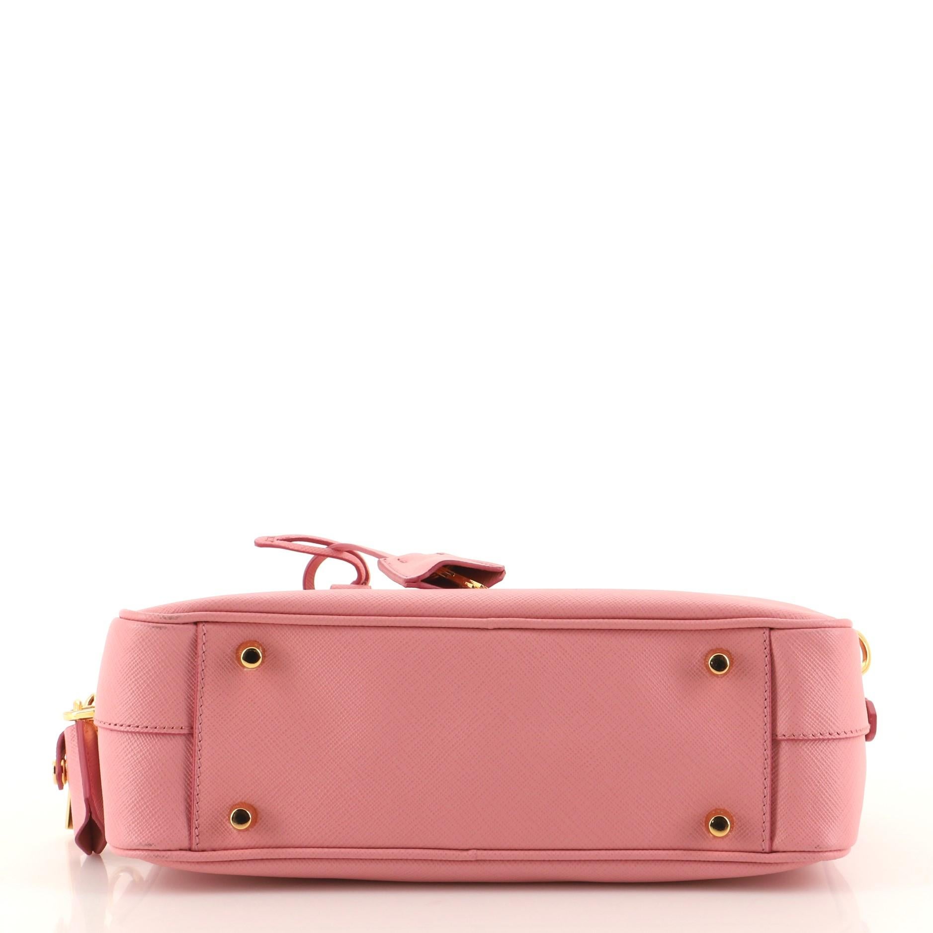 Pink Prada Convertible Bauletto Bag Saffiano Leather Small