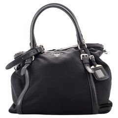 Prada Convertible Belted Satchel Leather and Tessuto Large