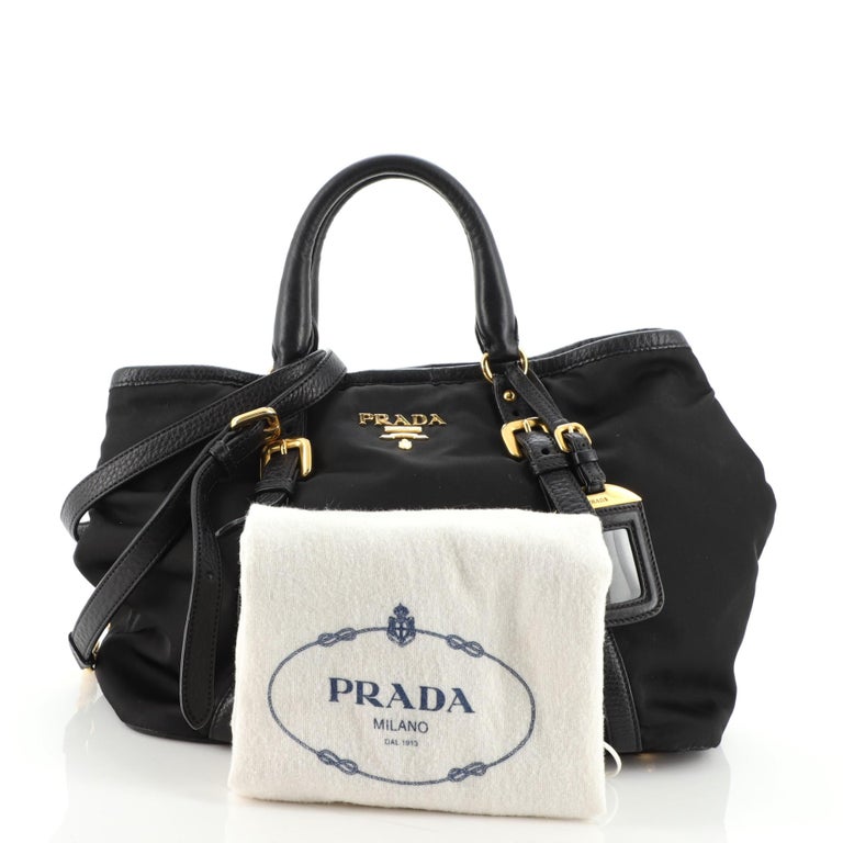 Prada Convertible Belted Satchel Leather and Tessuto Medium at 1stDibs