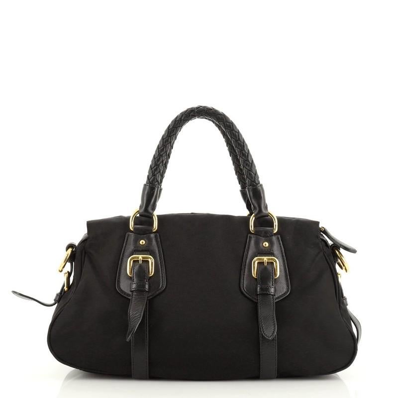 Black Prada Convertible Belted Satchel Tessuto and Leather Small