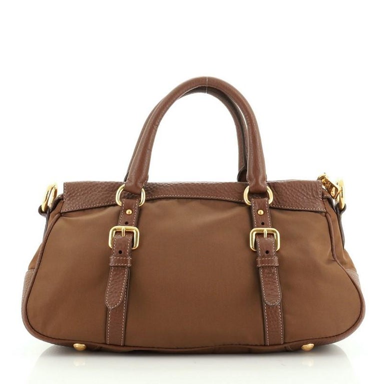 Prada Convertible Belted Satchel Tessuto With Leather Medium at 1stDibs