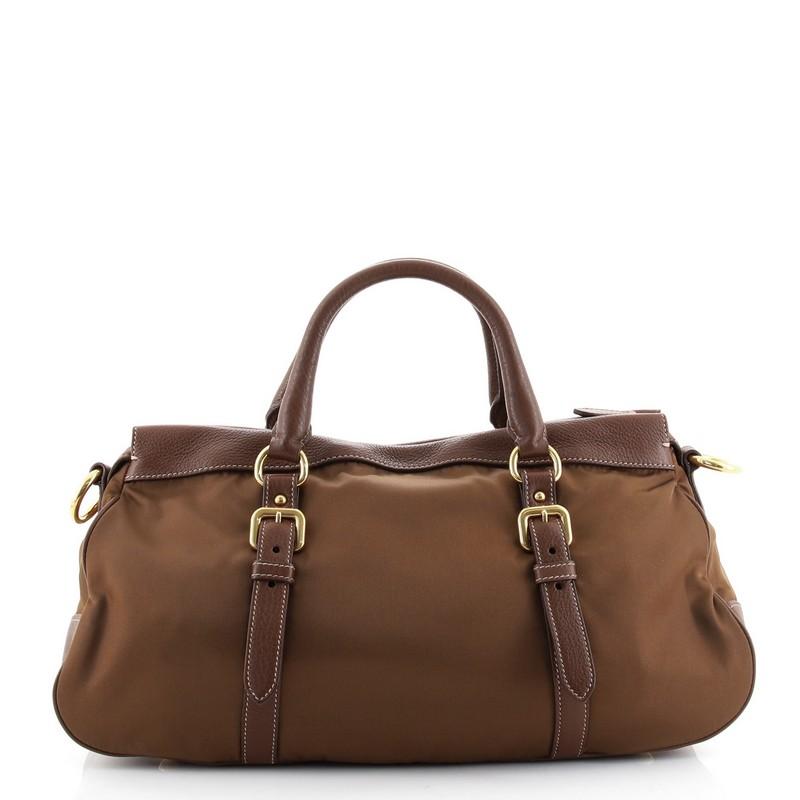 Prada Convertible Belted Satchel Tessuto with Leather Medium In Good Condition In NY, NY