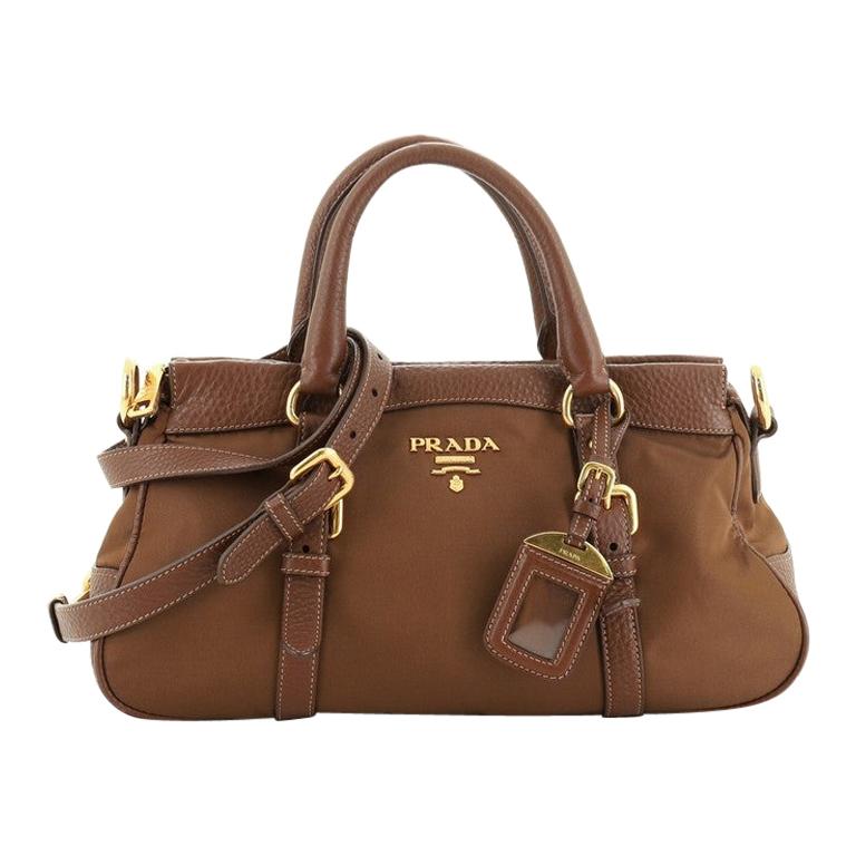 Prada Convertible Belted Satchel Tessuto With Leather Medium For Sale
