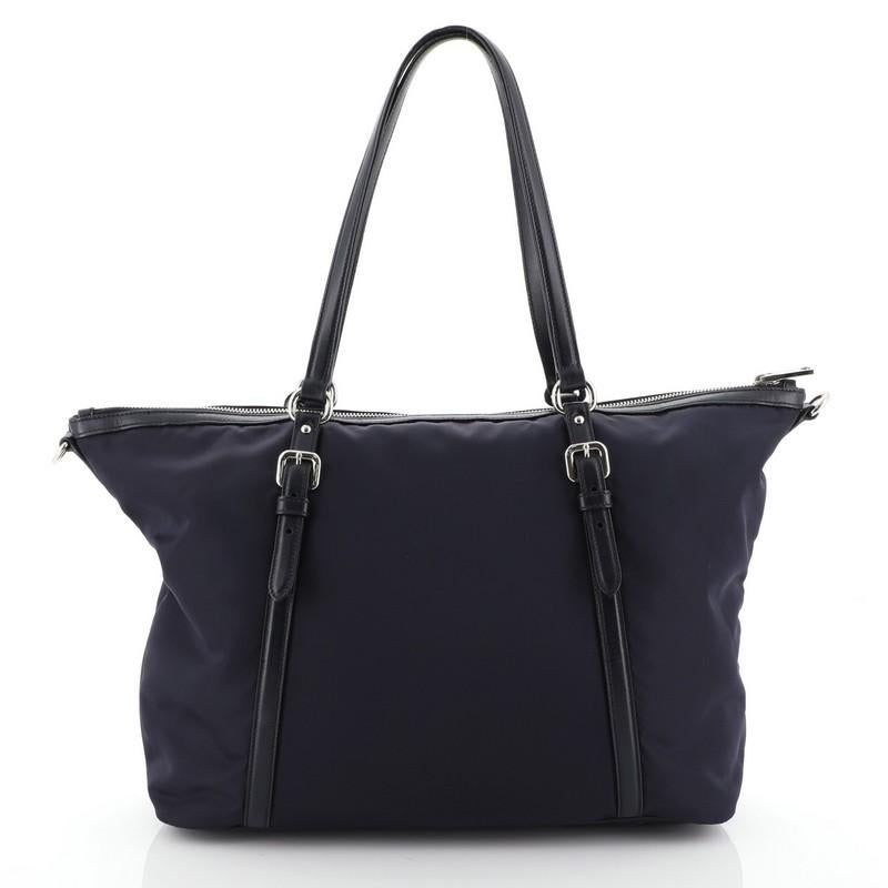 Black Prada Convertible Belted Tote Tessuto Medium