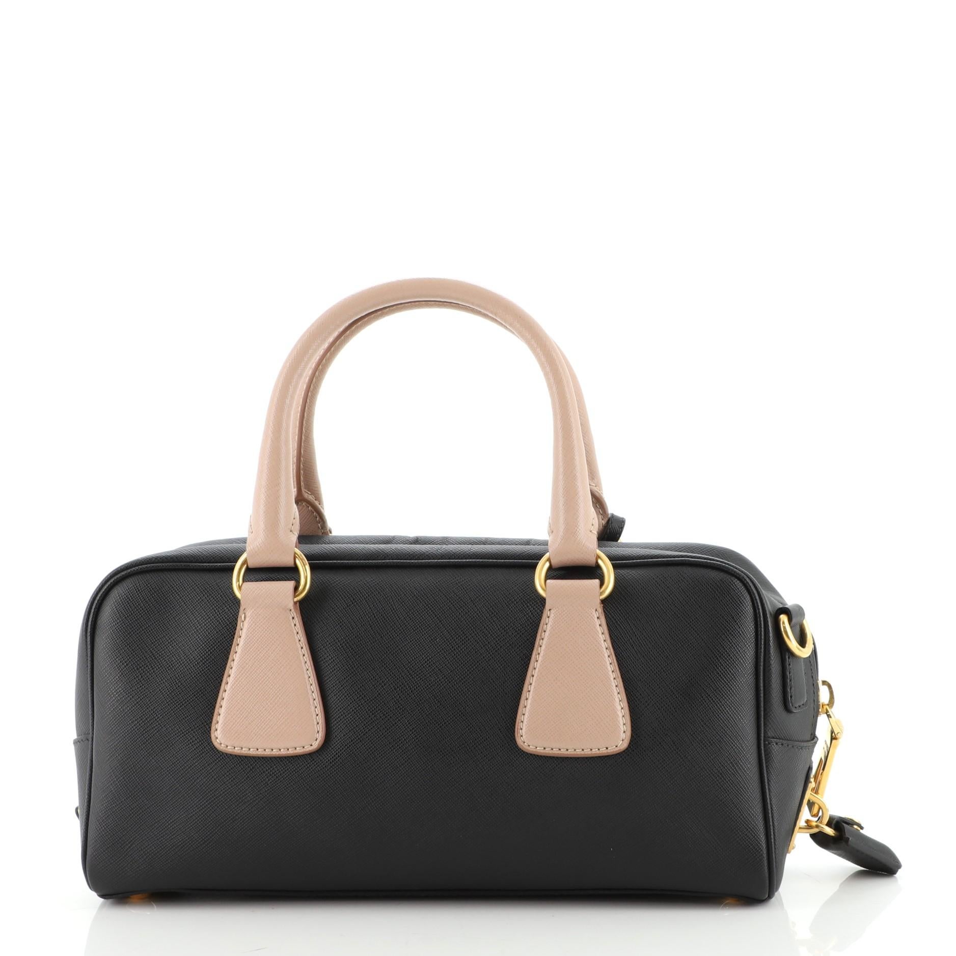Black Prada Convertible Boston Bag Saffiano Leather Medium