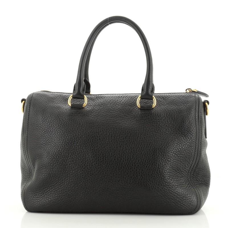 Black Prada Convertible Boston Bag Vitello Daino Small