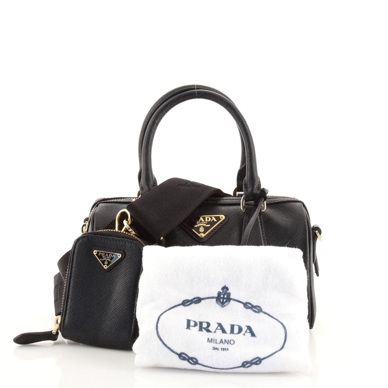Prada Convertible Boston Bag with Utility Strap Saffiano Leather Mini at  1stDibs