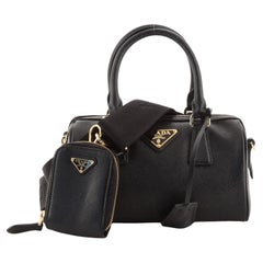 Prada Convertible Boston Bag with Utility Strap Saffiano Leather Mini