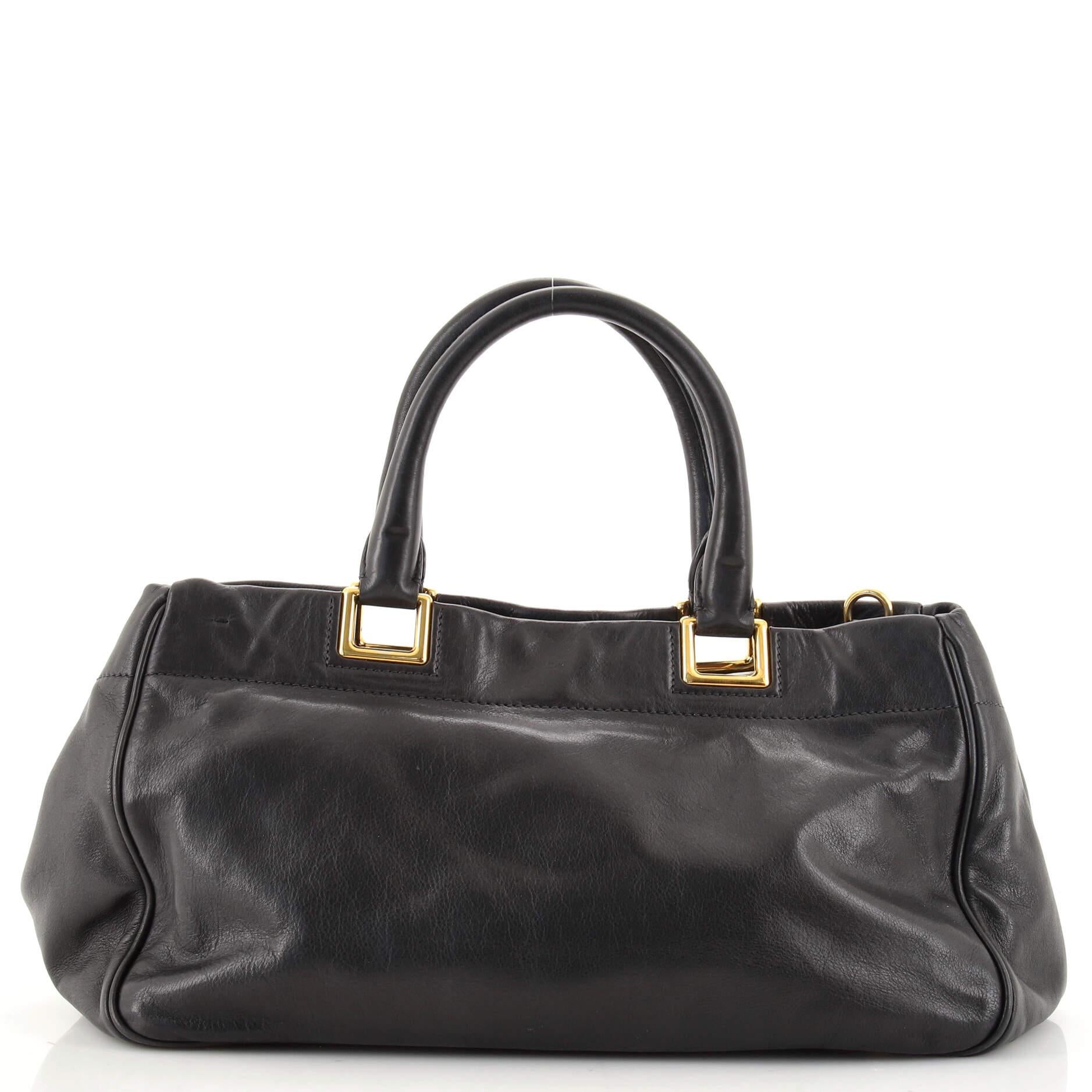 Black Prada Convertible Bow Tote Soft Calf Medium