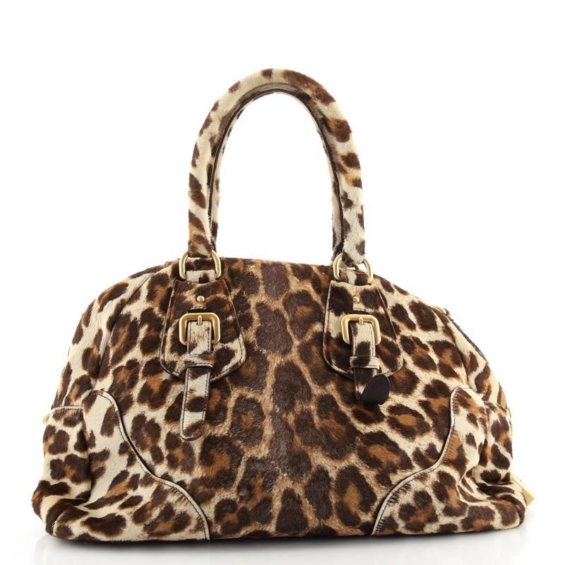 Prada Convertible Bowler Tasche Cavallino Kalbshaar Medium (Schwarz)