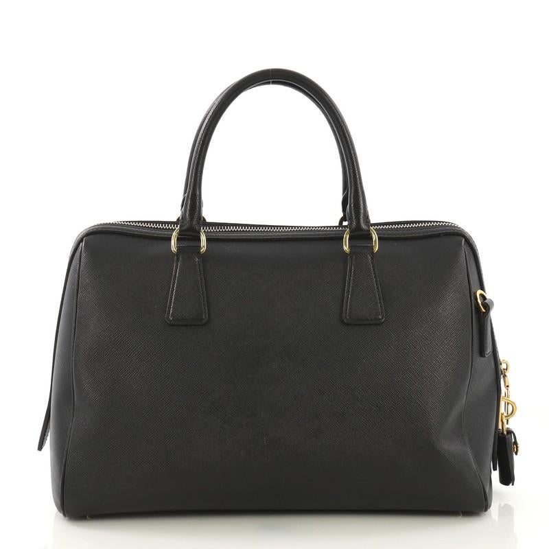 Black Prada Convertible Bowler Bag Saffiano Leather Medium