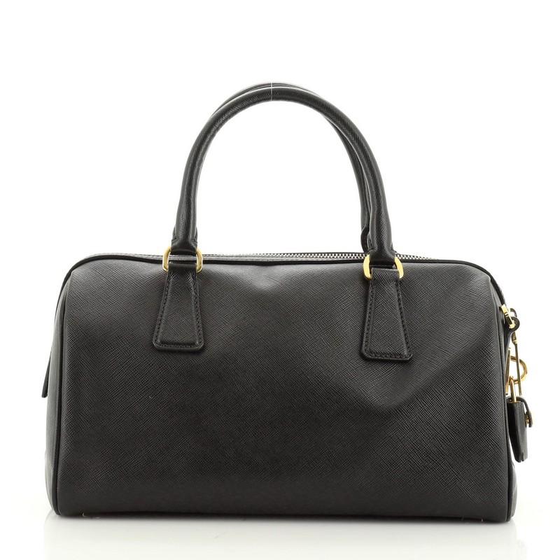 Black Prada Convertible Bowler Bag Saffiano Leather Medium 
