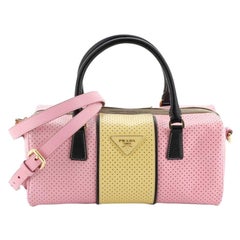 Prada Convertible Bowling Bag Perforated Saffiano Leather Small