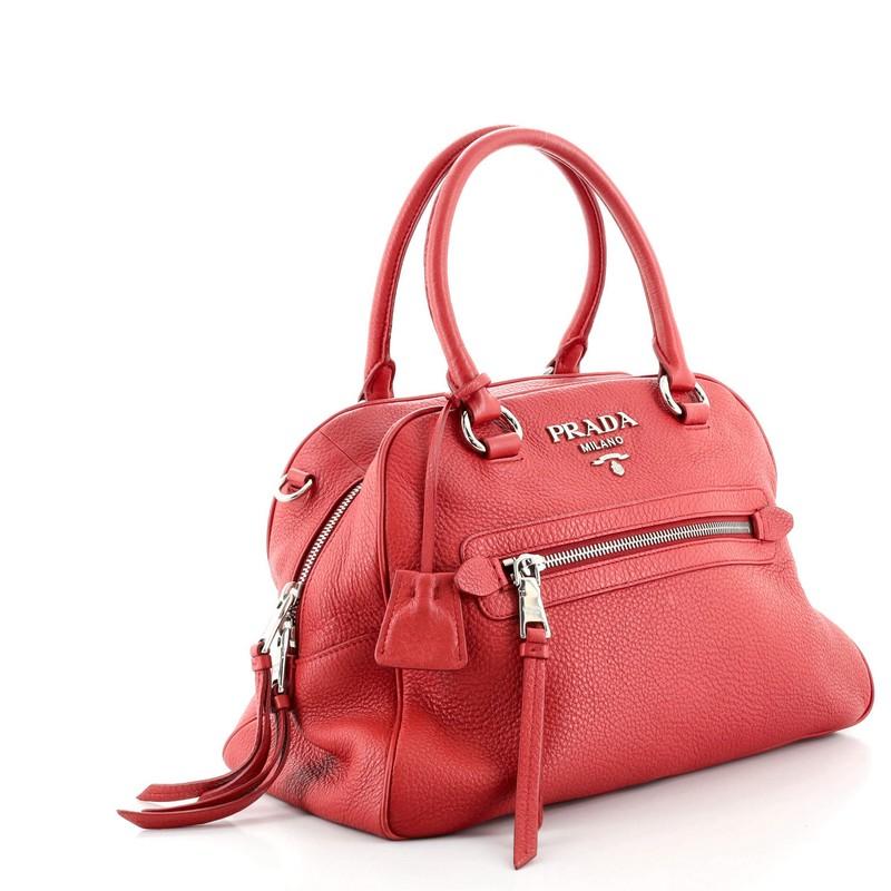 Prada Convertible Bowlingtasche Vitello Daino Medium (Rot)