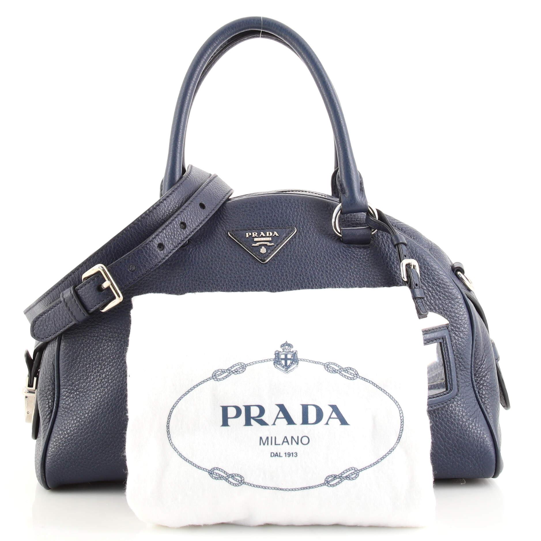 Prada Convertible Bowling Bag Vitello Daino Medium In Good Condition In NY, NY