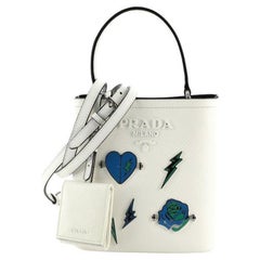 Prada Convertible Bucket Bag Embellished Saffiano Leather Mini