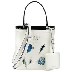 Prada Convertible Bucket Bag Embellished Saffiano Leather Mini 