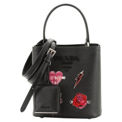 Prada Convertible Bucket Bag Embellished Saffiano Leather Mini