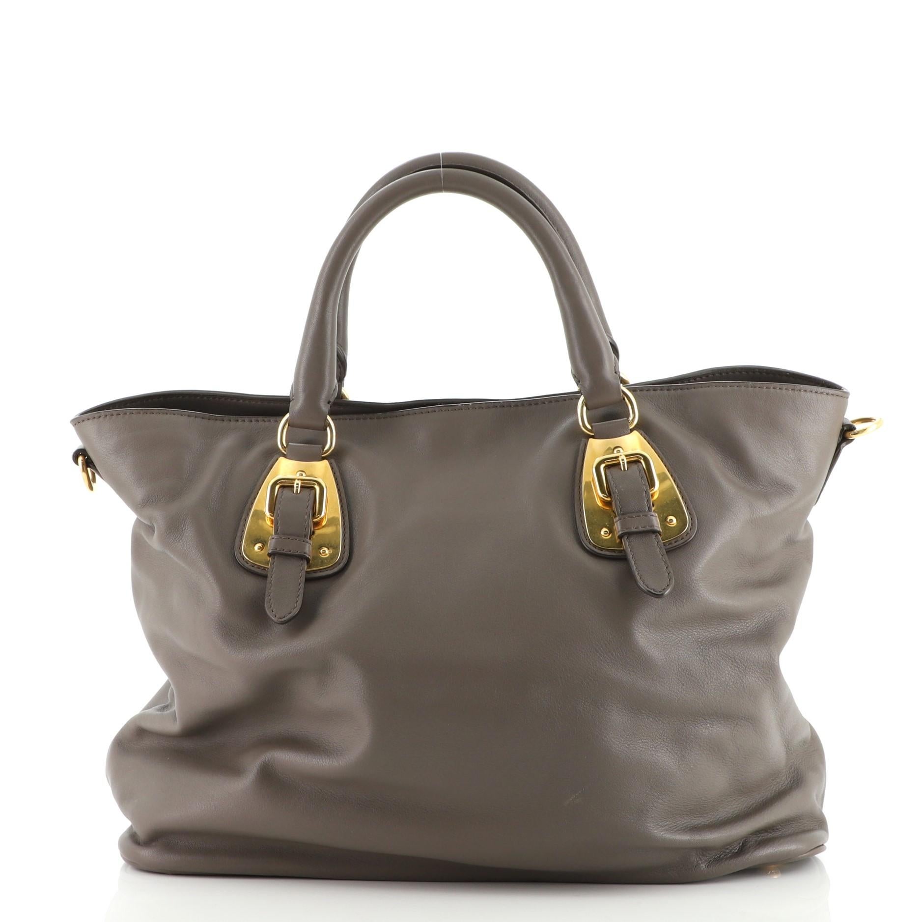 Prada Convertible Buckle Tote Soft Calf Large In Good Condition In NY, NY