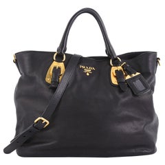 Prada Convertible Buckle Tote Soft Calfskin Large