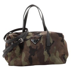 Prada Convertible Camouflage Boston Bag Printed Tessuto Small