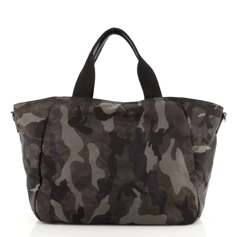 Black Prada Convertible Camouflage Pocket Tote Tessuto Large