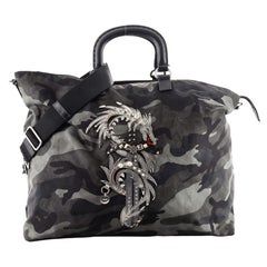 Prada Convertible Camouflage Tote Printed Tessuto with Applique Large