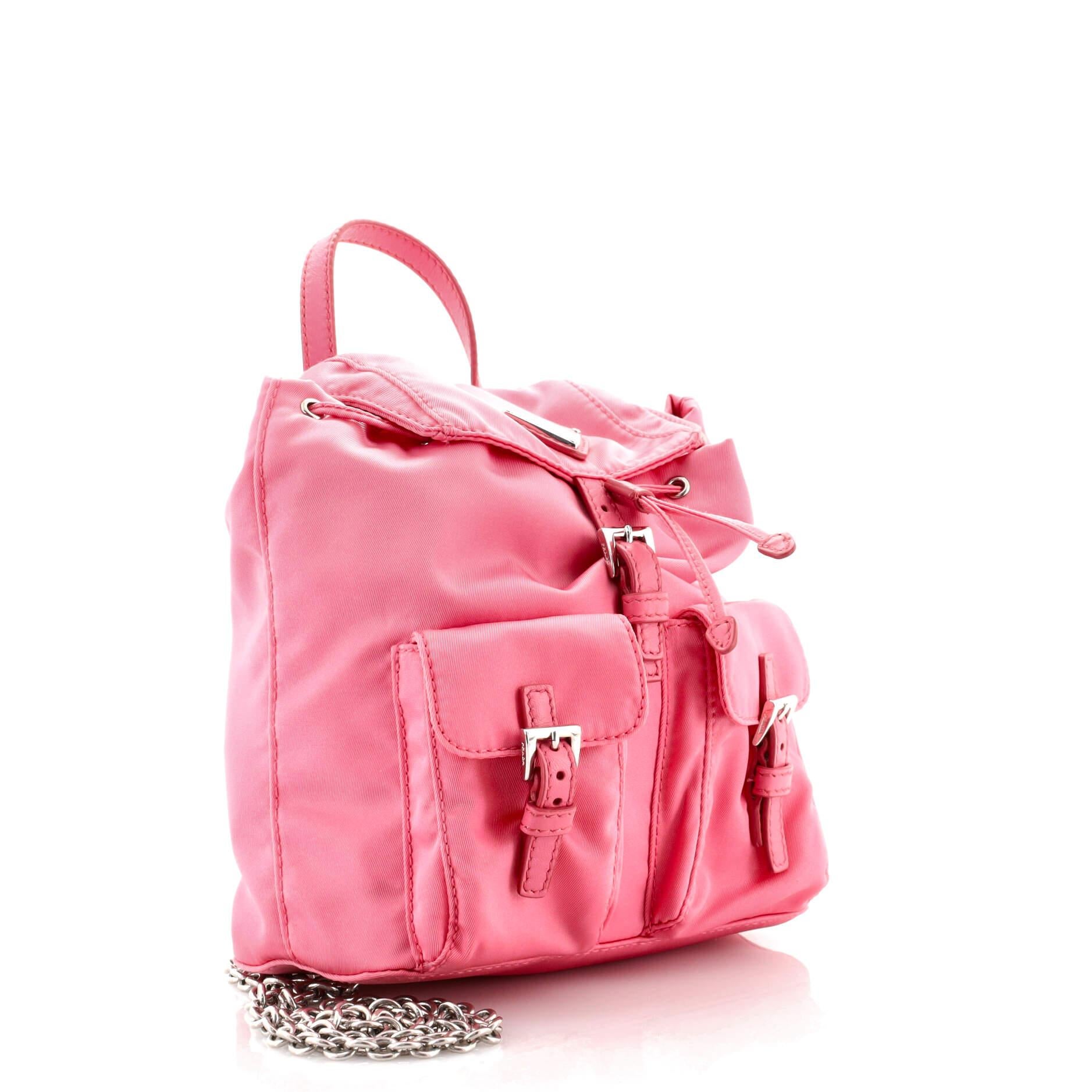 Pink Prada Convertible Chain Backpack Tessuto Mini