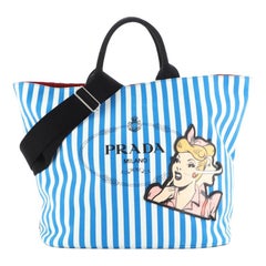 Prada Convertible Comic Tote Printed Canvas Medium