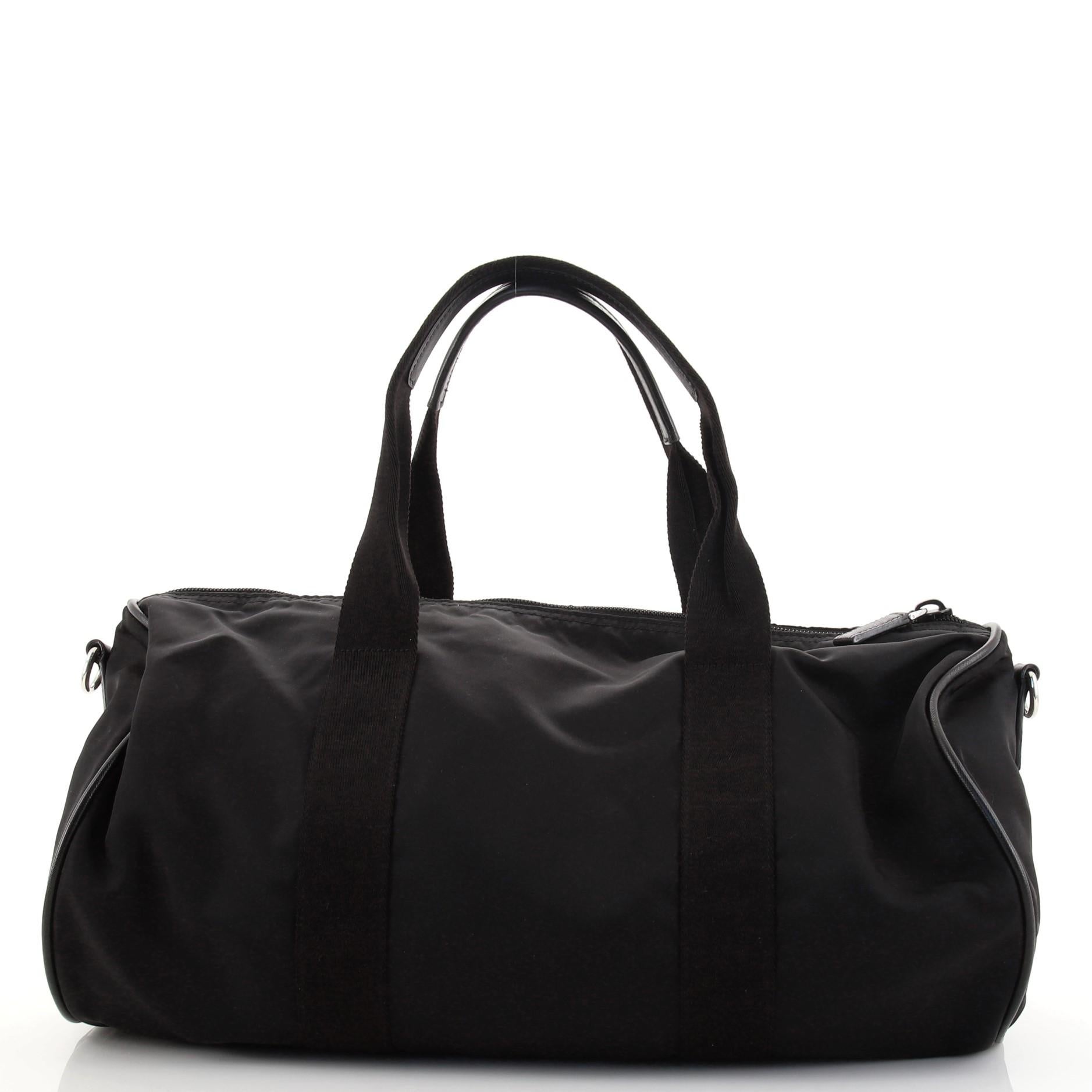 Black Prada Convertible Duffle Bag Tessuto