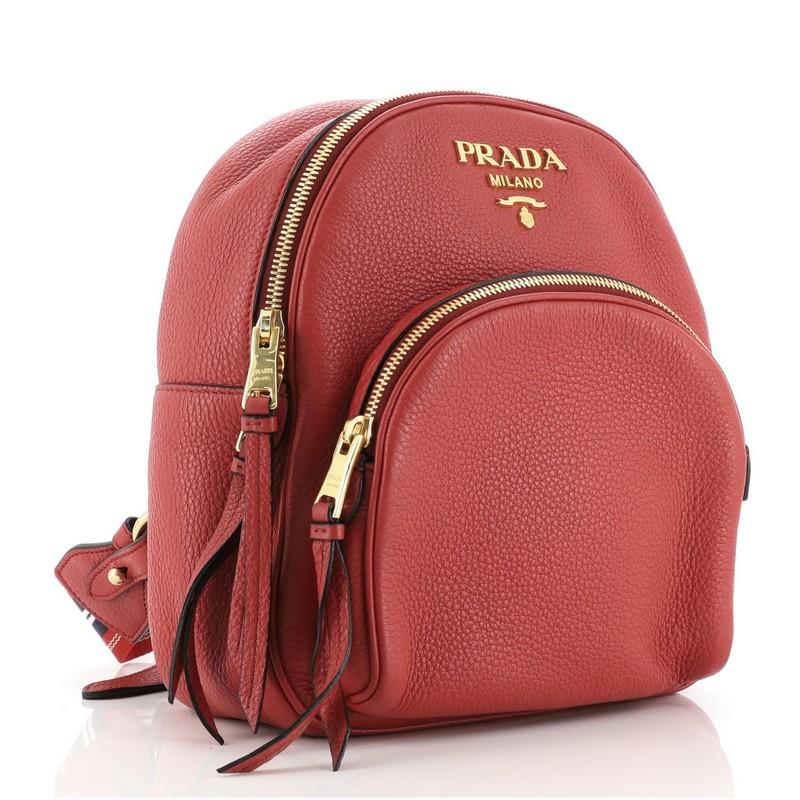 Red Prada Convertible Front Pocket Backpack Vitello Daino Small