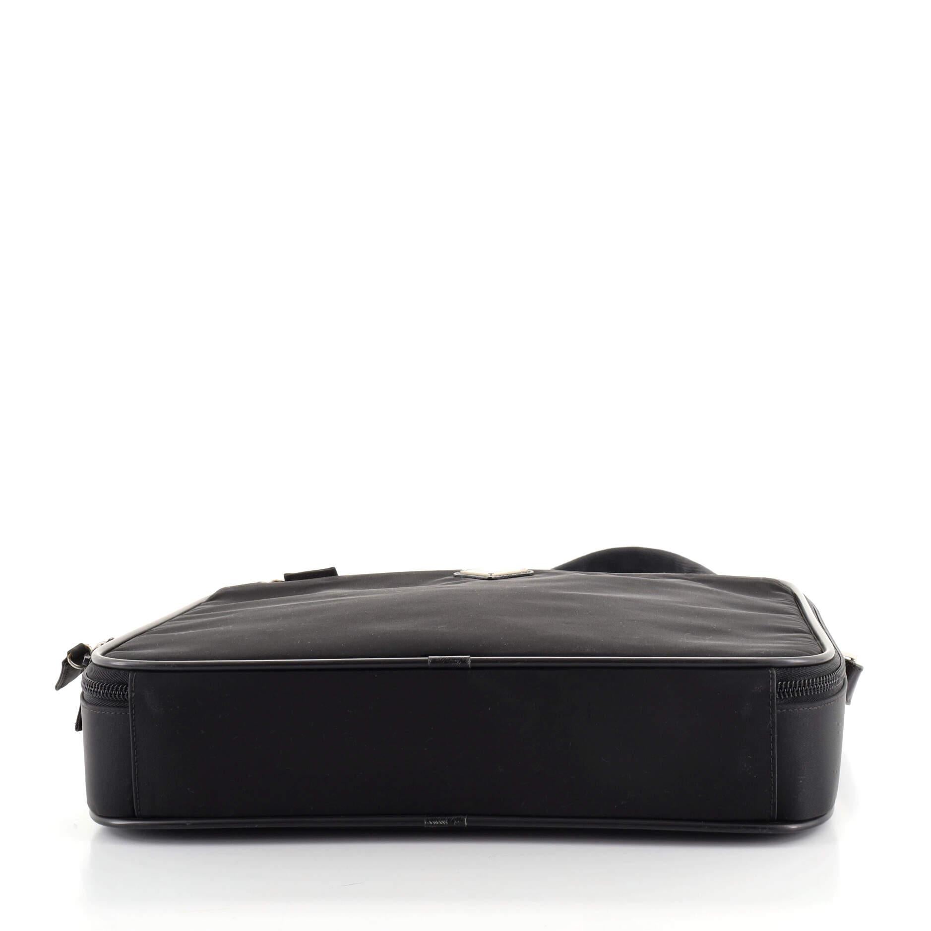 Black Prada Convertible Front Pocket Briefcase Tessuto with Saffiano Leather