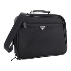 Prada Convertible Front Pocket Briefcase Tessuto with Saffiano Leather