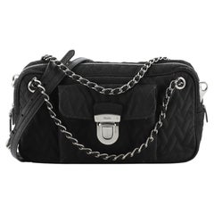 Prada Convertible Front Pocket Shoulder Bag Quilted Tessuto Medium