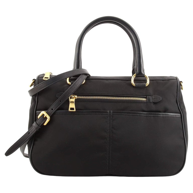 Prada Convertible Front Pocket Zip Satchel Tessuto with Leather Large ...