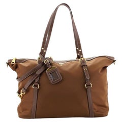 Prada Convertible Logo Tote Tessuto and Leather Large