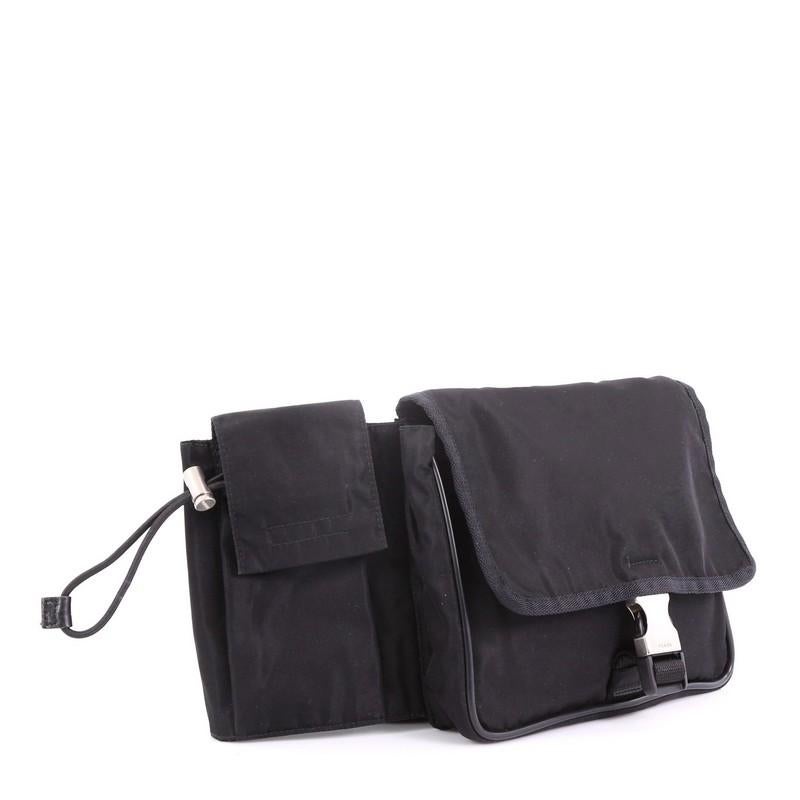 Black Prada Convertible Multipocket Belt Bag Tessuto Medium