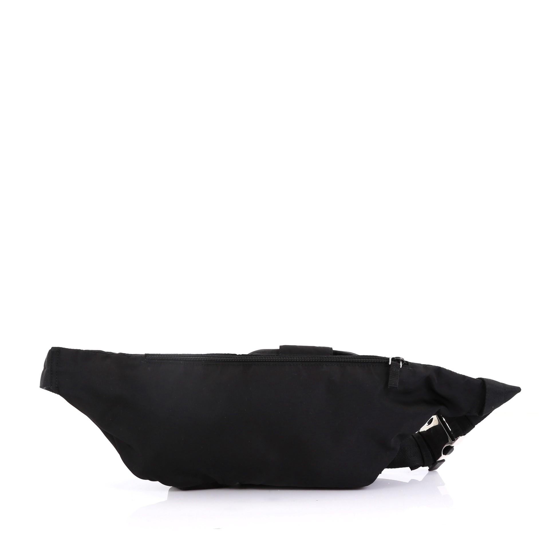Black Prada Convertible Multipocket Belt Bag Tessuto Medium